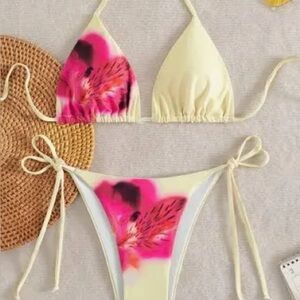 NWOT SHEIN Yellow and Pink Bikini Set